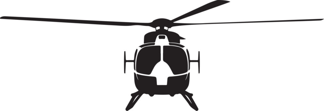 Black helicopter icon, helicopter silhouette, aircraft symbol, vector graphic