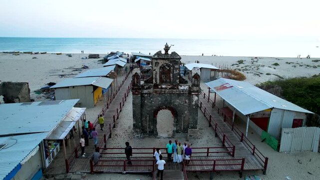 Historic Church Ruins Dhanushkodi Tamil Nadu Coast