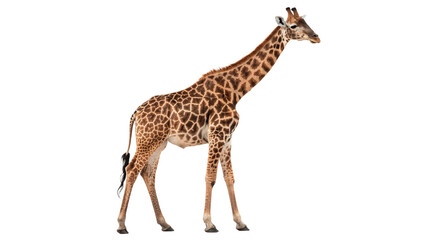 Giraffe stands tall in a natural setting during daylight with clear visibility and space around © Ivanka