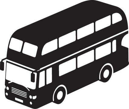 Black double decker bus, vector illustration, transportation icon, urban travel symbol