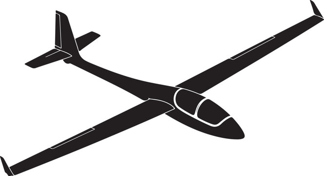Glider plane, sailplane, vector illustration, black silhouette, aircraft icon