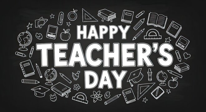 Happy teachers day china chalkboard illustration celebrating educators appreciation