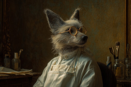 Medieval Doctor Wolf with Glasses