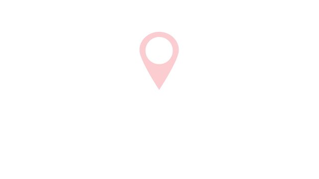 Simple, clean, and modern red location pin icon, perfect for maps, GPS location pointer animation with radio wave. location map pointer with pin icon 4k,