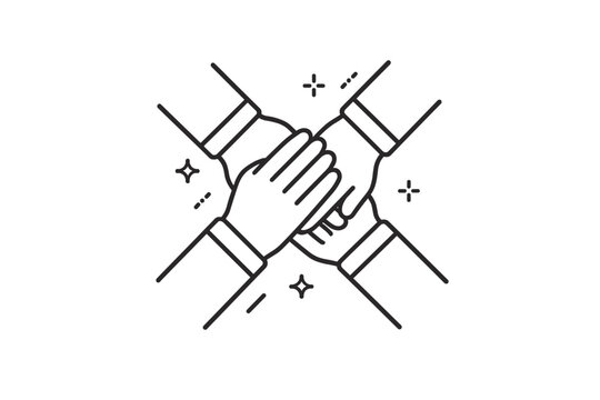 Teamwork and Collaboration Icon Vector Illustration of Four Hands Supporting Each Other in a Circle Representing Unity Partnership Business Success Community Cooperation and Mutual Support