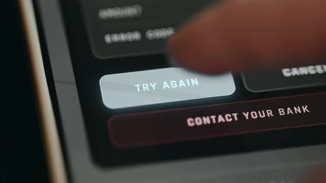 Declined payment transaction, user taps TRY AGAIN button