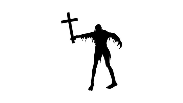 Symbol of a religious fanatic, black isolated silhouette