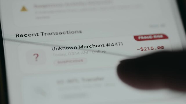 Transaction for 215 dollars is flagged as a FRAUD RISK and suspicious