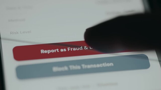 Person taps the option Report as Fraud and Block Card within a banking application interface