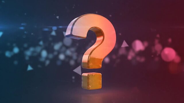 Evolving animated question mark graphic with multiple color and texture changes for media and presentations