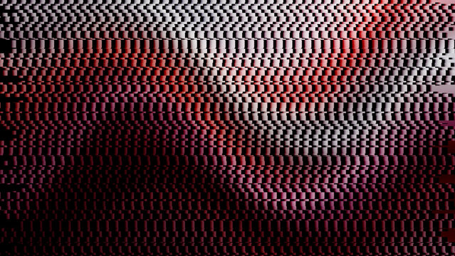 Distorted pixelated portrait with red and black hues