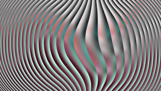 Anamorphic 3d optical illusion with wavy lines and colors