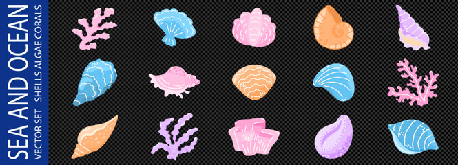 Fish kawaii swordfish and cute children underwater with aquarium reef sea. Clipart eel hook and puffer squid vector with animal fauna illustration. Ocean fish chest and childlike cute starfish © alia.kurianova