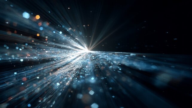 Abstract futuristic data transfer concept with zooming light rays for tech event poster backgrounds.