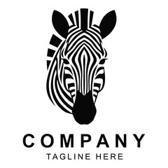 Black and white zebra head logo with company tagline text icon © designer_hubs