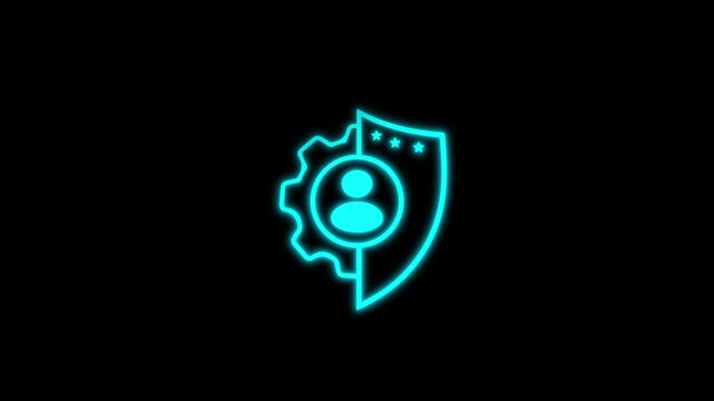 glowing blue shield guard safety icon, security privacy Protection icon animation seamless loop. safe Secured icon motion, Cybersecurity data protection, network encryption visualization video