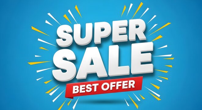 Super sale advertisement best offer with dynamic blue and white design