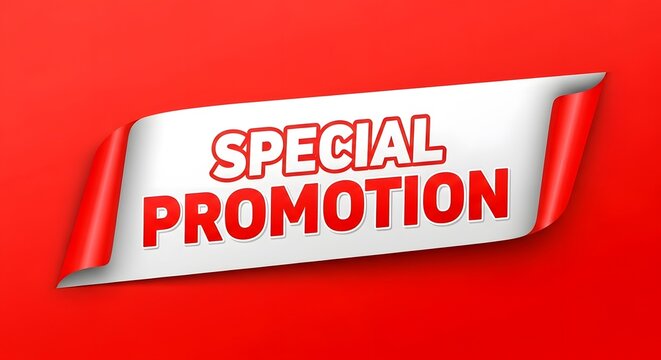 Special promotion banner a vibrant red and white advertisement