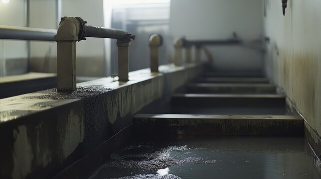 Industrial water treatment facility with filtration machinery