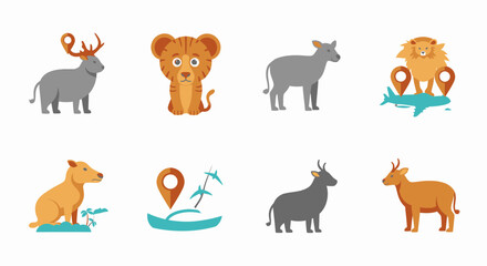 Obraz premium Cartoon animals icons set collection.