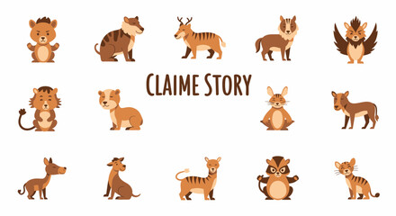 Fototapeta premium Collection of various cartoon animals.