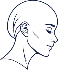 Woman face, side view, line art, minimalist illustration, profile portrait © Prottasha
