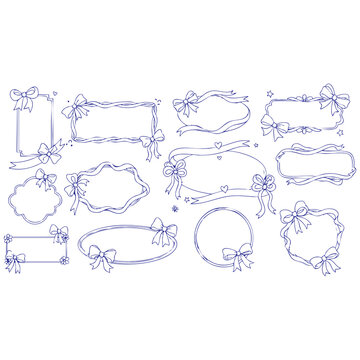 Hand drawn animal doodle frame set, cute cartoon borders with pets and wavy edges decorative design