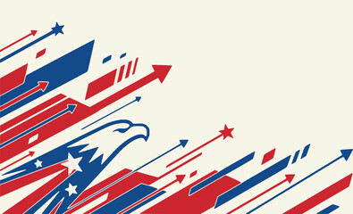 Fototapeta premium Dynamic Sports Motion Lines in USA Colors Flat Vector Background