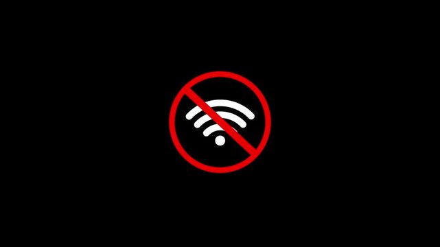 No Use wifi icon animation . no wifi use . Network signal error sign.No wi-fi icon for web and mobile.Wi-fi disabled.No wireless icon.