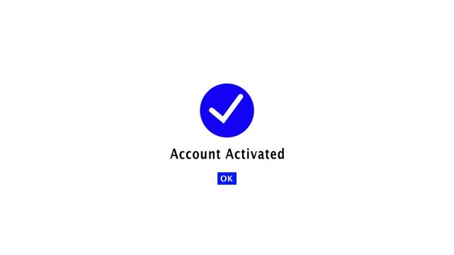 Account Activated Success green check mark icon isolated on white background.Modern mobile interface account activation verification access ,