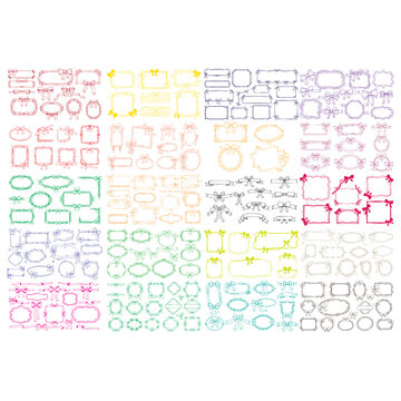 Abstract geometric square doodle frames, hand drawn borders with rough edges and minimal vintage style