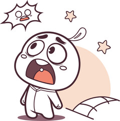 Obraz premium Shocked cartoon character, emoticon face, surprised expression, vector illustration