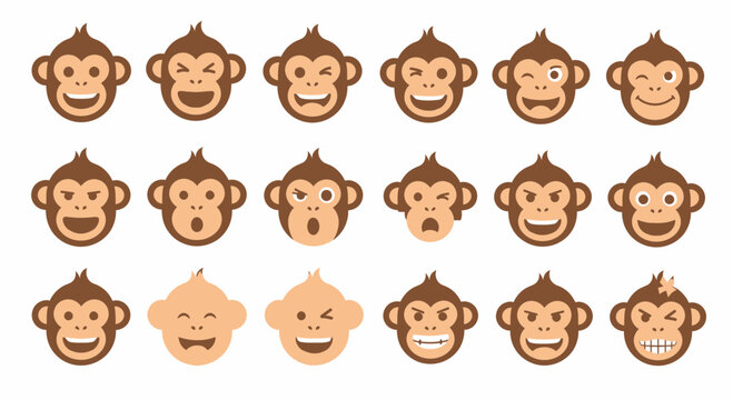Monkey faces with different expressions.