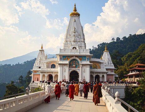 Mata Mansa Devi Temple Panchkula Shivalik Hills Pilgrimage Complex North India Real Temple Setting