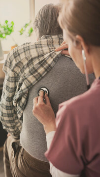 Lung examination with a stethoscope