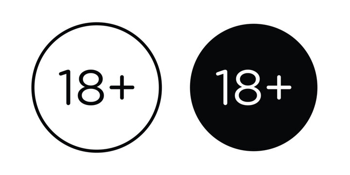 18 Plus icon on white background editable stroke and solid flat.