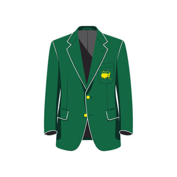 Iconic green jacket with Masters logo, a symbol of golf championship prestige