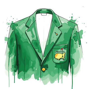 Iconic green Masters jacket with watercolor splash effect and embroidered logo
