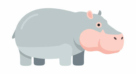 Obraz premium Gray Hippopotamus Standing Alone Sideways.