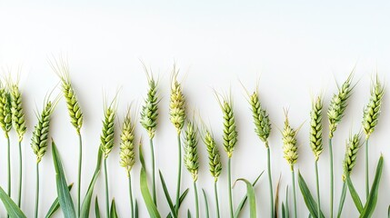 Naklejka premium green wheat ears isolated on a white background, capturing the essence of nature's harvest