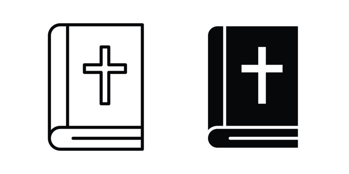 Bible icon on white background editable stroke and solid flat.