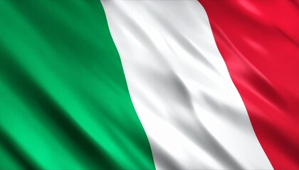 Fototapeta premium Italian national flag with vertical green, white, and red stripes, rippling fabric symbolizing heritage, unity, and cultural identity rooted in history, art, and tradition.