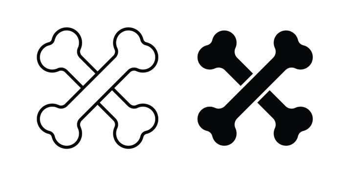 Bones icon on white background editable stroke and solid flat.