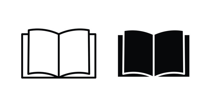 Book icon on white background editable stroke and solid flat.