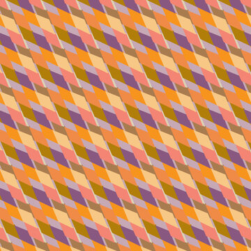 A geometric pattern in warm tones of yellow, orange, and plum .
