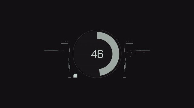 Circle loading digital HUD display element in 4k with transparent background
