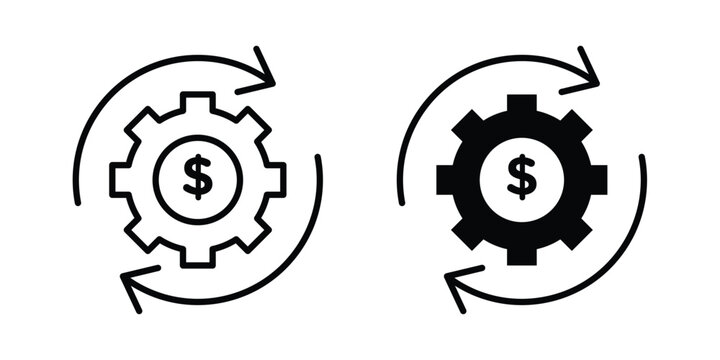 Costs optimization icon on white background editable stroke and solid flat.