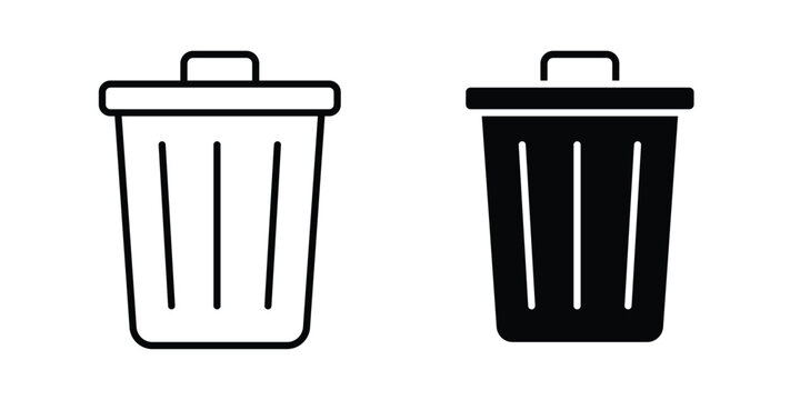Delete icon on white background editable stroke and solid flat.