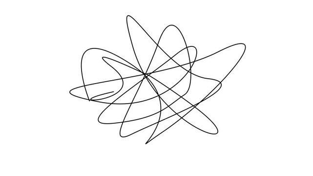 Animation hand confusion drawing concept on white background. Abstract line drawing animation. Black hand drawn scribble circle animation.