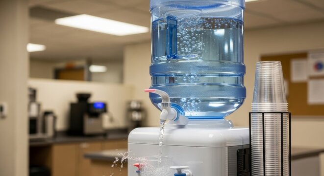 Office Water Cooler Dispensing Fresh Water